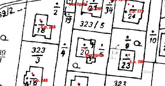 Vlkýš 259, Heřmanova Huť na parcele st. 323/20 v KÚ Vlkýš, Katastrální mapa