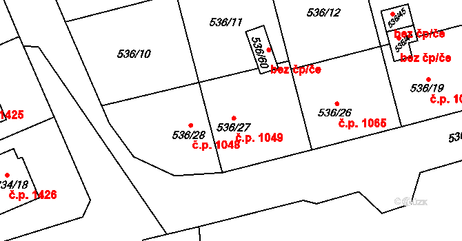 Chotěboř 1049 na parcele st. 536/27 v KÚ Chotěboř, Katastrální mapa