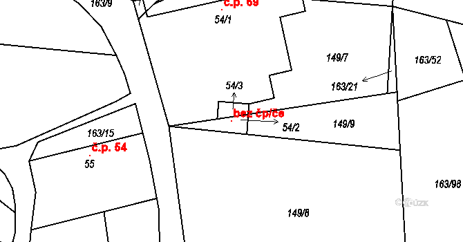 Borovany 102397953 na parcele st. 54/2 v KÚ Borovany u Milevska, Katastrální mapa