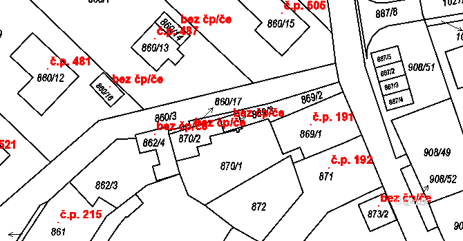 Teplice 102843953 na parcele st. 869/3 v KÚ Sobědruhy, Katastrální mapa
