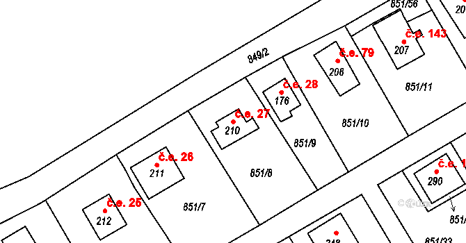 Děpoltovice 27 na parcele st. 210 v KÚ Děpoltovice, Katastrální mapa