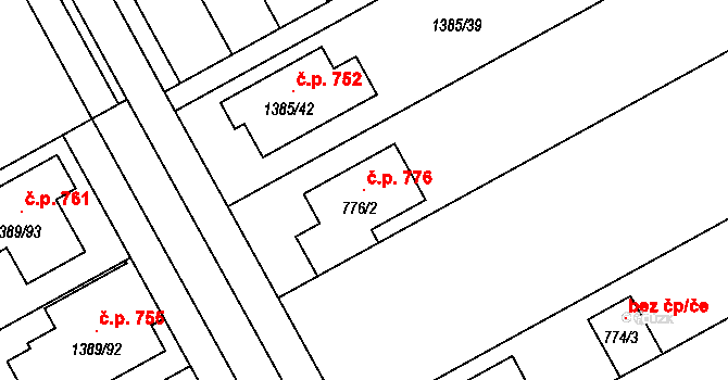 Křenovice 776 na parcele st. 776/2 v KÚ Křenovice u Slavkova, Katastrální mapa