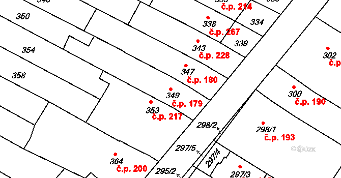 Milokošť 179, Veselí nad Moravou na parcele st. 349 v KÚ Milokošť, Katastrální mapa