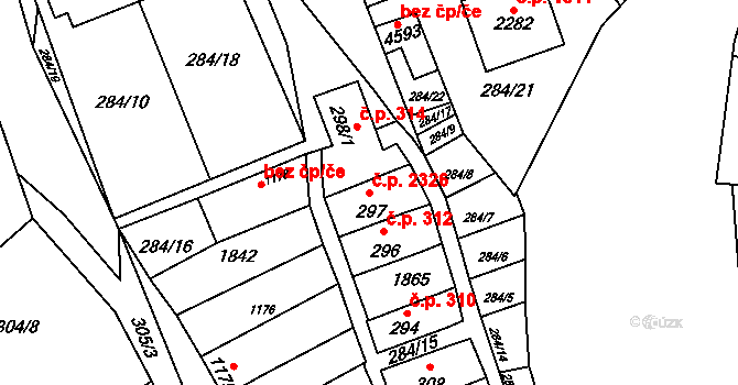 Blansko 2326 na parcele st. 297 v KÚ Blansko, Katastrální mapa