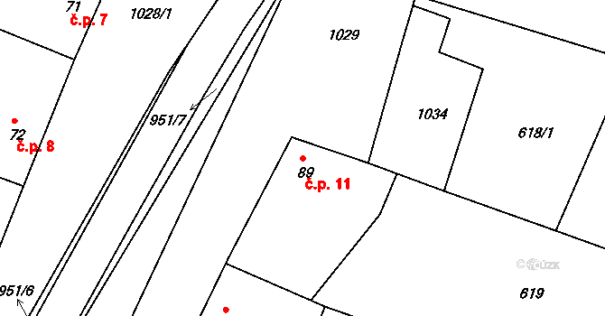 Milovice 11, Soběsuky na parcele st. 89 v KÚ Milovice, Katastrální mapa