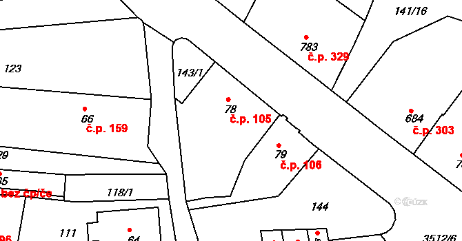 Cvikov I 105, Cvikov na parcele st. 78 v KÚ Cvikov, Katastrální mapa