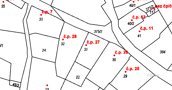 Michalovice 27 na parcele st. 31 v KÚ Michalovice u Velkých Žernosek, Katastrální mapa