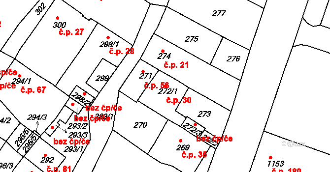 Proboštov 30 na parcele st. 272/1 v KÚ Proboštov u Teplic, Katastrální mapa