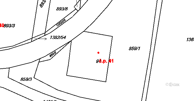 Šalmanovice 41, Jílovice na parcele st. 91 v KÚ Šalmanovice, Katastrální mapa