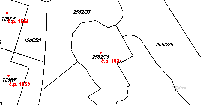 Trnovany 1631, Teplice na parcele st. 2562/36 v KÚ Teplice-Trnovany, Katastrální mapa