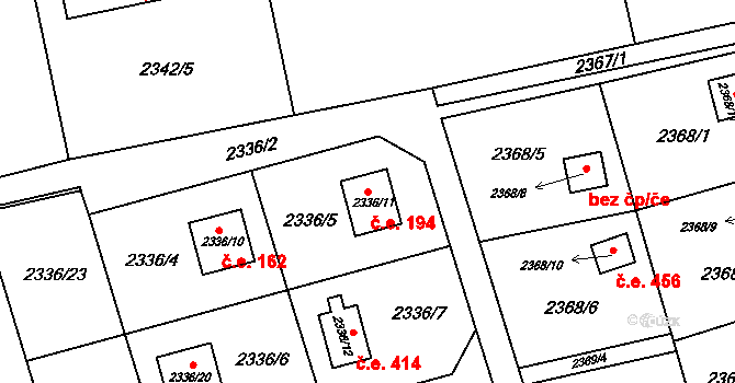 Frýdlant 194, Frýdlant nad Ostravicí na parcele st. 2336/11 v KÚ Frýdlant nad Ostravicí, Katastrální mapa