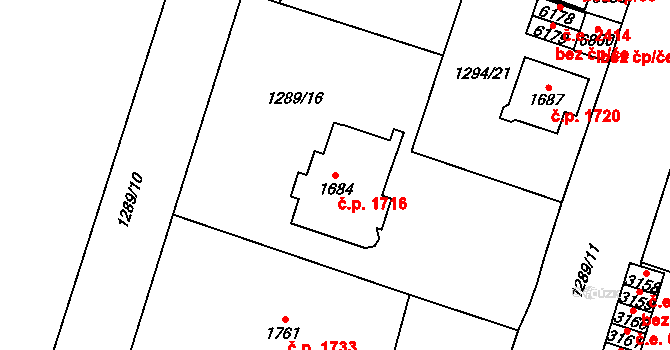 Cheb 1716 na parcele st. 1684 v KÚ Cheb, Katastrální mapa