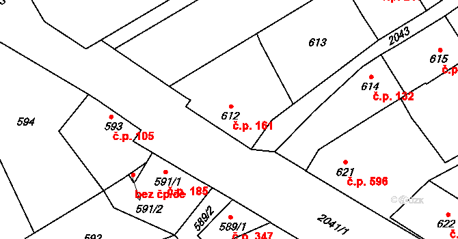 Uhříněves 161, Praha na parcele st. 612 v KÚ Uhříněves, Katastrální mapa