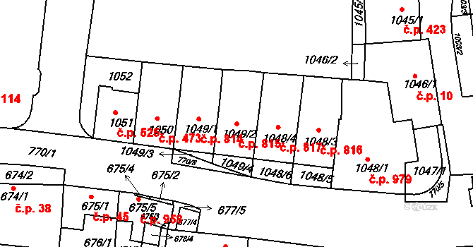 Jundrov 815, Brno na parcele st. 1049/2 v KÚ Jundrov, Katastrální mapa