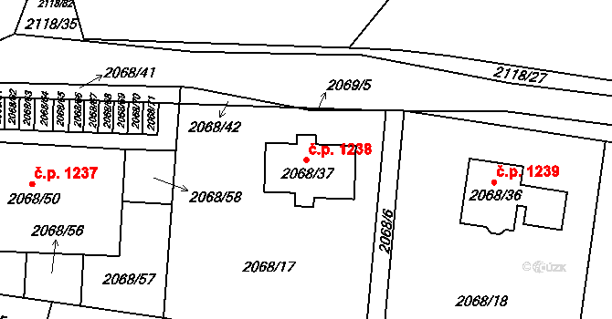 Liberec XIV-Ruprechtice 1238, Liberec na parcele st. 2068/37 v KÚ Ruprechtice, Katastrální mapa