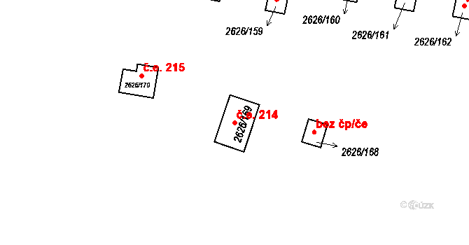 Doksy 214 na parcele st. 2626/169 v KÚ Doksy u Máchova jezera, Katastrální mapa
