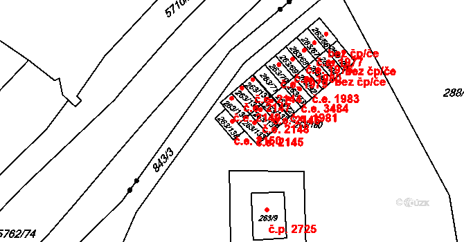 Znojmo 2150 na parcele st. 263/138 v KÚ Znojmo-Louka, Katastrální mapa