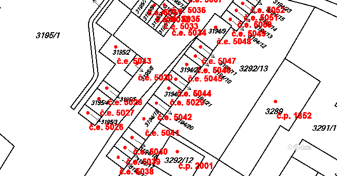 Kadaň 5029 na parcele st. 3194/2 v KÚ Kadaň, Katastrální mapa