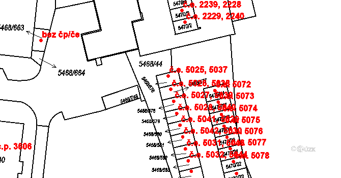 Jihlava 5026,5038 na parcele st. 5468/577 v KÚ Jihlava, Katastrální mapa