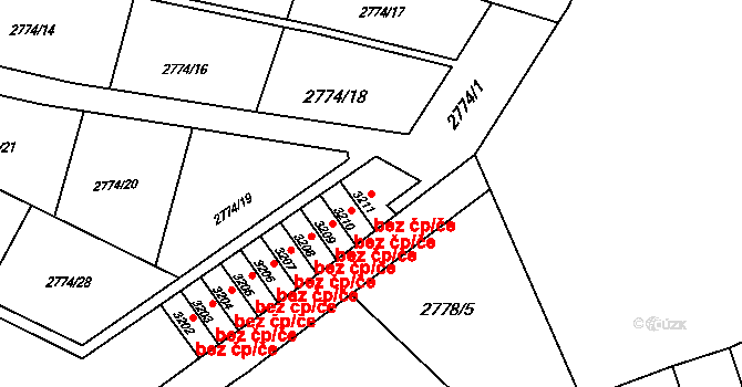 Rožnov pod Radhoštěm 39554953 na parcele st. 3211 v KÚ Rožnov pod Radhoštěm, Katastrální mapa