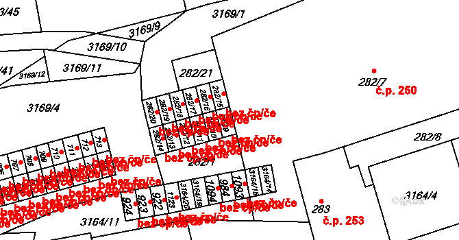 Kryry 40612953 na parcele st. 282/9 v KÚ Kryry, Katastrální mapa