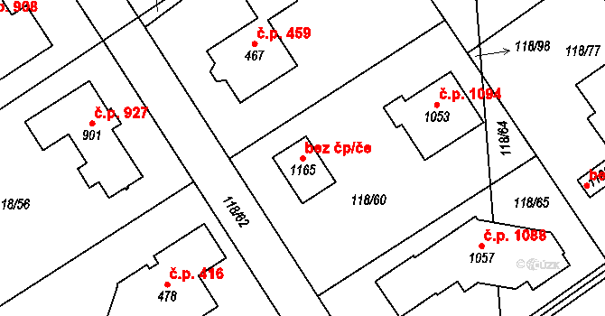 Jesenice 42562953 na parcele st. 1165 v KÚ Jesenice u Prahy, Katastrální mapa