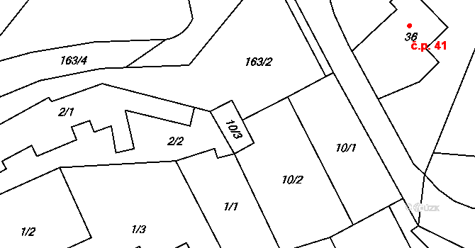 Jihlava 44512953 na parcele st. 10/3 v KÚ Henčov, Katastrální mapa