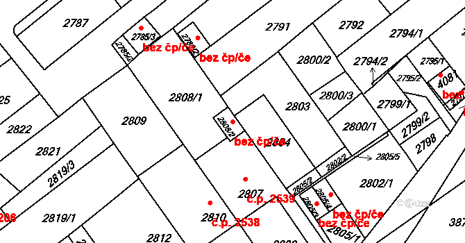 Chomutov 49552953 na parcele st. 2808/2 v KÚ Chomutov II, Katastrální mapa