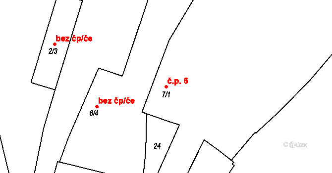 Mezholezy 6 na parcele st. 7/1 v KÚ Mezholezy u Horšovského Týna, Katastrální mapa