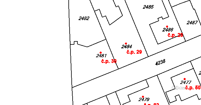 Cihelny 30, Jaroměř na parcele st. 2481 v KÚ Jaroměř, Katastrální mapa