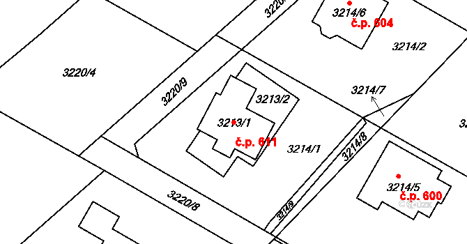 Podmoklice 611, Semily na parcele st. 3213/1 v KÚ Semily, Katastrální mapa