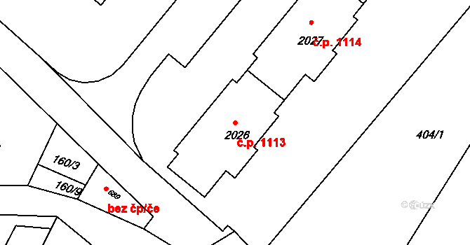 Blatná 1113 na parcele st. 2026 v KÚ Blatná, Katastrální mapa