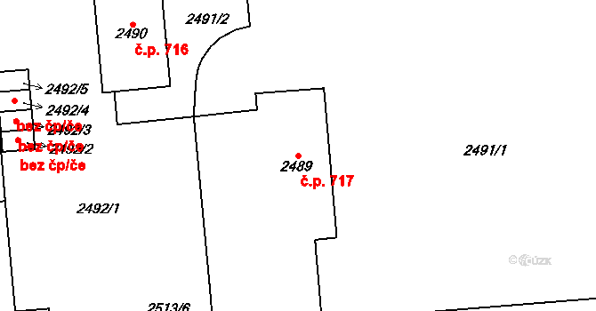 Pohořelice 717 na parcele st. 2489 v KÚ Pohořelice nad Jihlavou, Katastrální mapa
