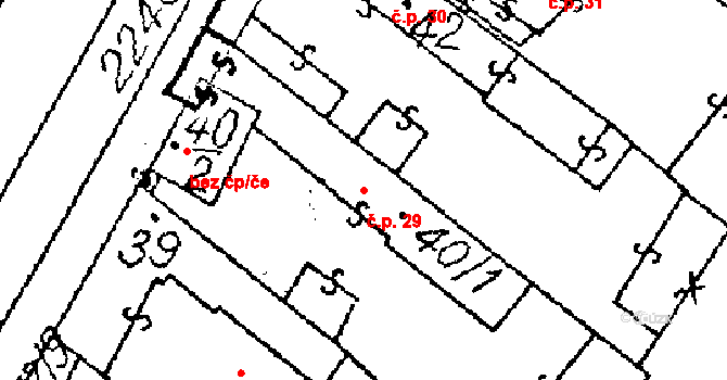 Ctidružice 29 na parcele st. 40/1 v KÚ Ctidružice, Katastrální mapa