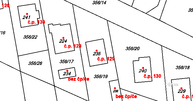 Mramotice 129, Znojmo na parcele st. 235 v KÚ Mramotice, Katastrální mapa