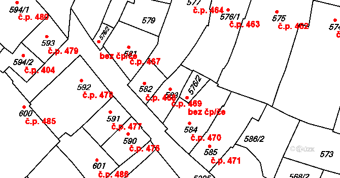 Znojmo 469 na parcele st. 583 v KÚ Znojmo-město, Katastrální mapa