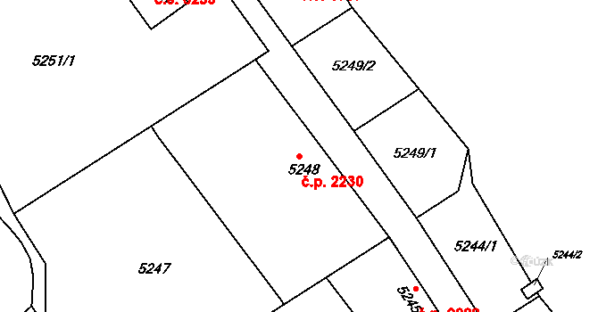 Znojmo 2230 na parcele st. 5248 v KÚ Znojmo-město, Katastrální mapa