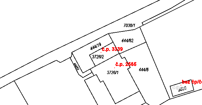 Žatec 3339 na parcele st. 3726/2 v KÚ Žatec, Katastrální mapa