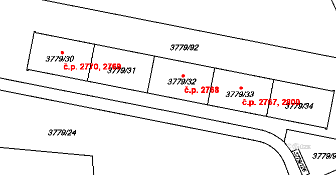Jihlava 2768 na parcele st. 3779/32 v KÚ Jihlava, Katastrální mapa
