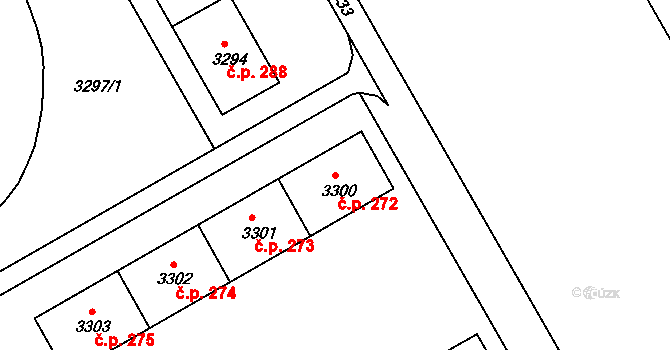 Lyžbice 272, Třinec na parcele st. 3300 v KÚ Lyžbice, Katastrální mapa