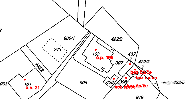 Pihel 196, Nový Bor na parcele st. 163 v KÚ Pihel, Katastrální mapa