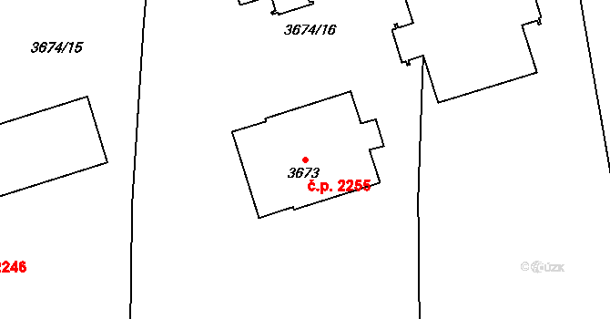 Kročehlavy 2255, Kladno na parcele st. 3673 v KÚ Kročehlavy, Katastrální mapa
