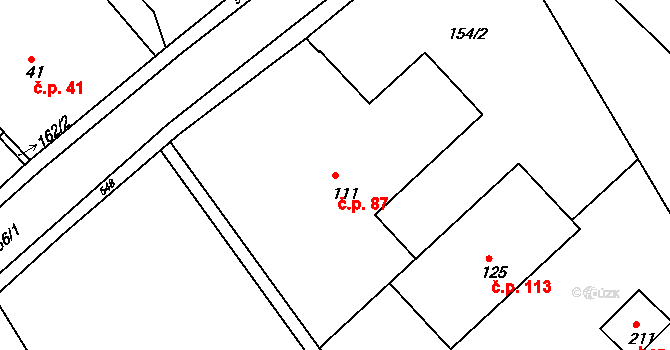 Horní Malá Úpa 87, Malá Úpa na parcele st. 111 v KÚ Horní Malá Úpa, Katastrální mapa