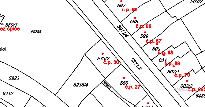 Horní Předměstí 30,951, Polička na parcele st. 583/2 v KÚ Polička, Katastrální mapa