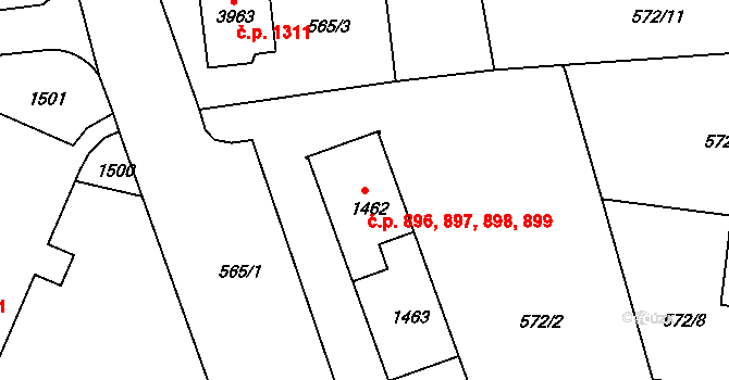 Strakonice I 896,897,898,899, Strakonice na parcele st. 1462 v KÚ Strakonice, Katastrální mapa