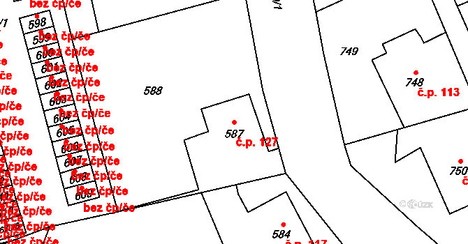 Záblatí 127, Bohumín na parcele st. 587 v KÚ Záblatí u Bohumína, Katastrální mapa