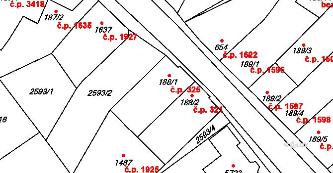 Břeclav 325 na parcele st. 188/1 v KÚ Břeclav, Katastrální mapa