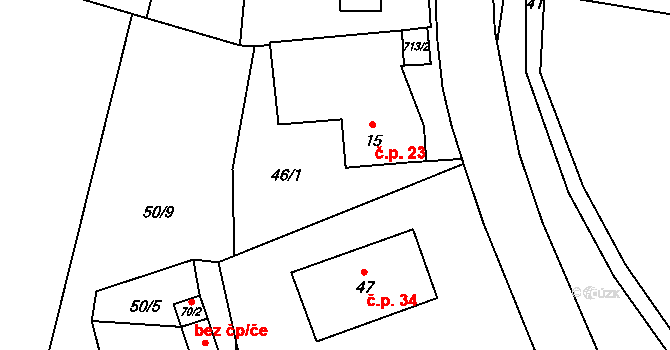 Lipice 23, Pelhřimov na parcele st. 15 v KÚ Lipice, Katastrální mapa