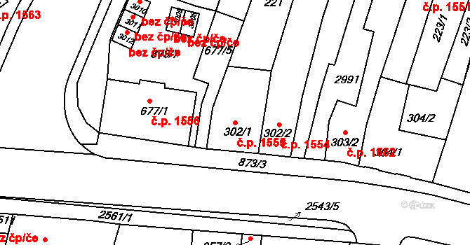 Nový Bydžov 1555 na parcele st. 302/1 v KÚ Nový Bydžov, Katastrální mapa