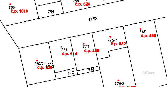 Žižkov 439, Praha na parcele st. 113 v KÚ Žižkov, Katastrální mapa